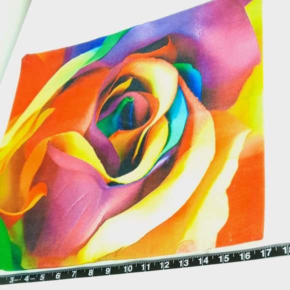 Rainbow Rose Throw Pillow Cover 16" x 16" - Picture 5 of 9